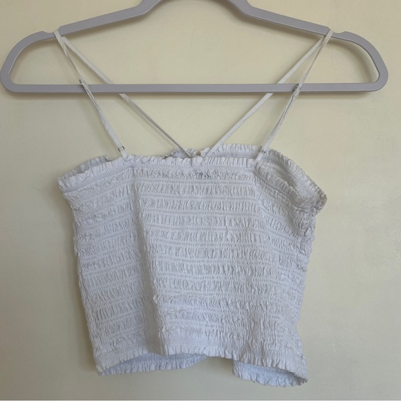 Madewell Poplin Smocked Halter Crop Top - Picture 2 of 5